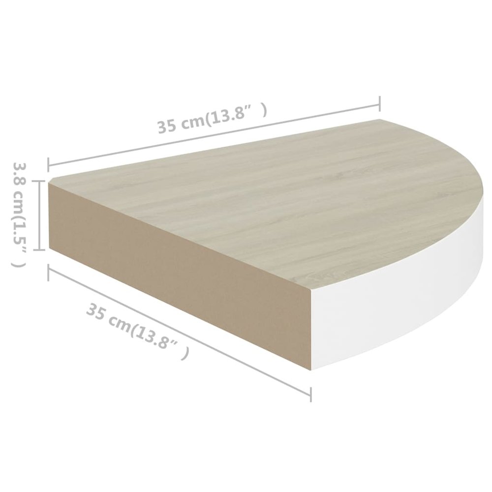 Wall Corner Shelf Set of 2 Oak and White Honeycomb MDF, Metal. Picture 8