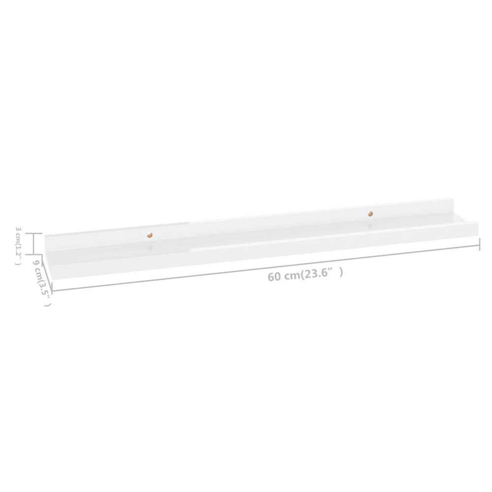 Wall Shelf Set of 2 High gloss white MDF 23.6x3.5x1.2 in. Picture 9