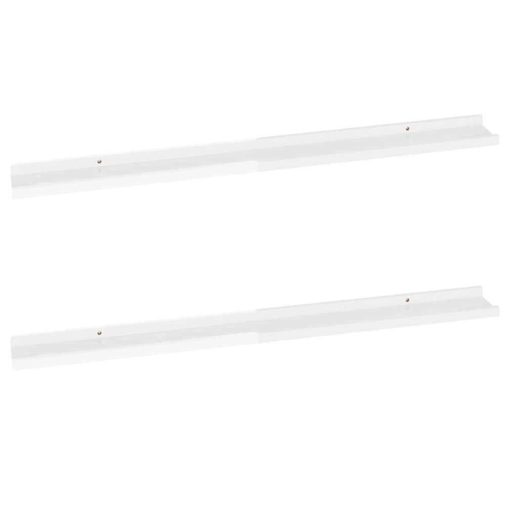 Wall Shelf Set of 2 High gloss white MDF Medium Wall mounting. Picture 2