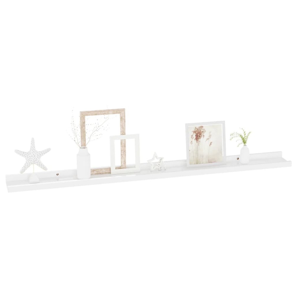Wall Shelf Set of 2 High gloss white MDF Medium Wall mounting. Picture 3