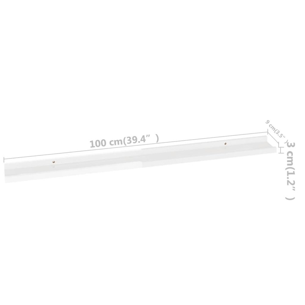 Wall Shelf Set of 2 High gloss white MDF Medium Wall mounting. Picture 9