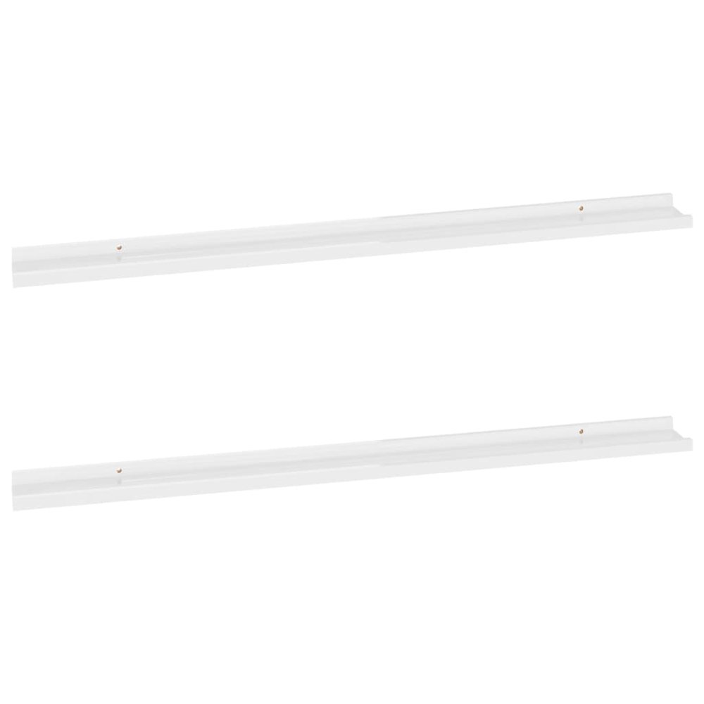 Wall Shelf Set of 2 High gloss white MDF. Picture 2