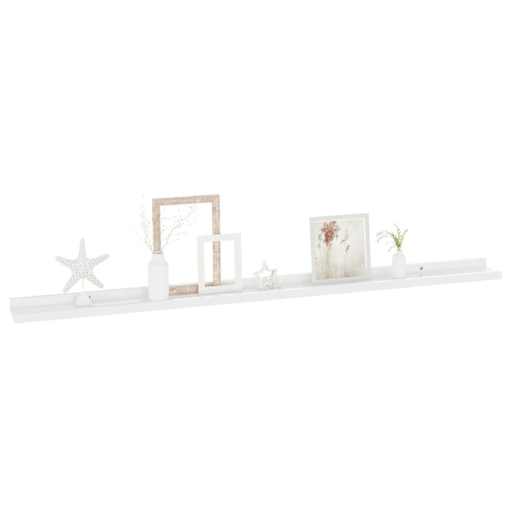 Wall Shelf Set of 2 High gloss white MDF. Picture 3