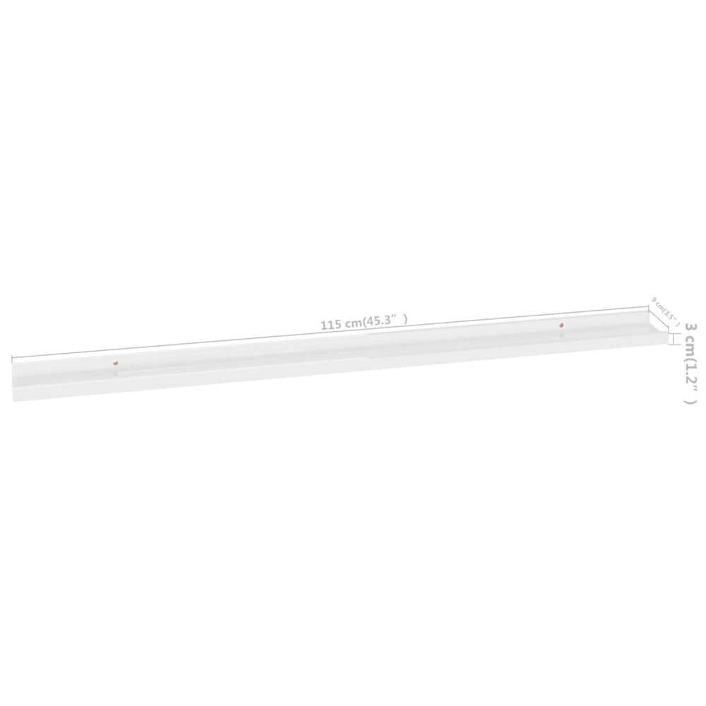 Wall Shelf Set of 2 High gloss white MDF. Picture 9