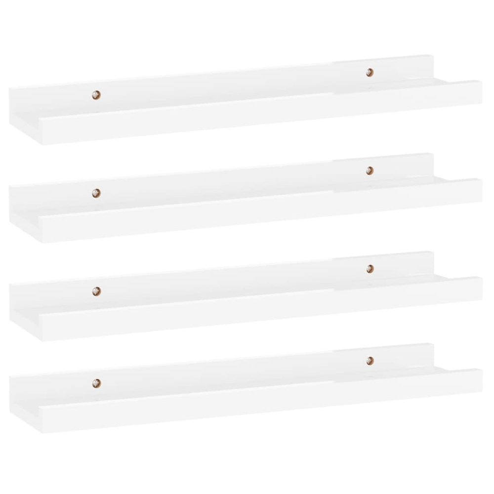 Wall Shelf Set of 4 High gloss white MDF Medium Wall mounting. Picture 2
