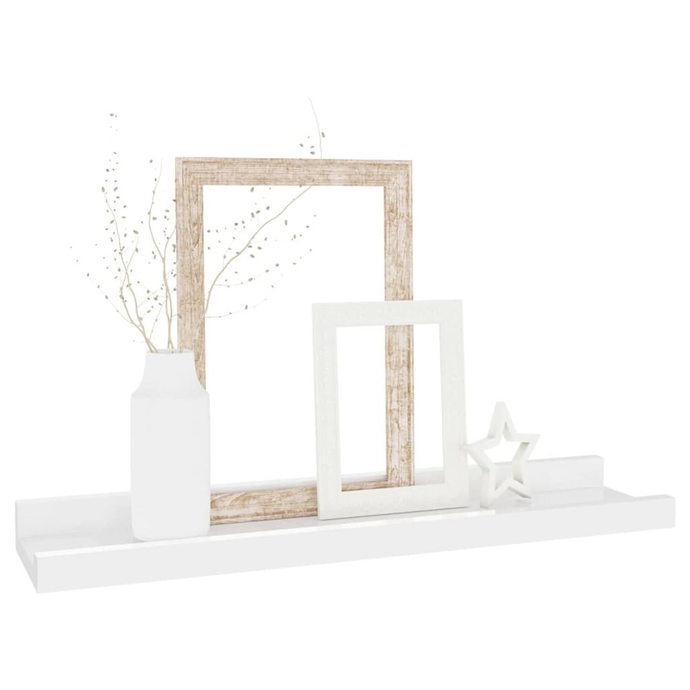 Wall Shelf Set of 4 High gloss white MDF Medium Wall mounting. Picture 3