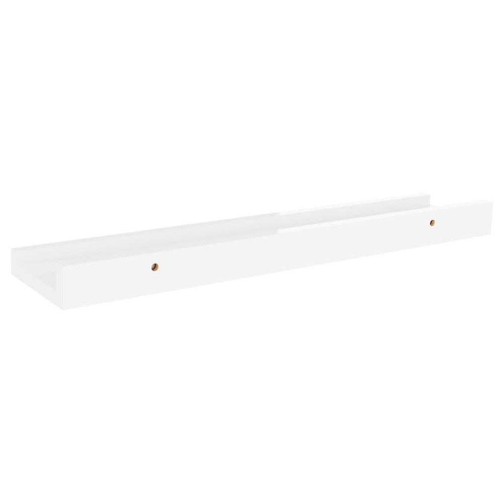 Wall Shelf Set of 4 High gloss white MDF Medium Wall mounting. Picture 6