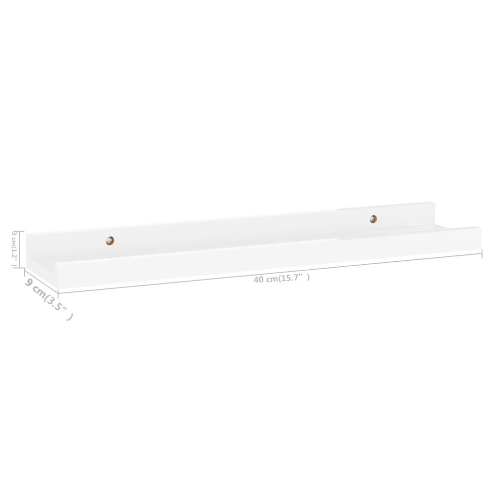 Wall Shelf Set of 4 High gloss white MDF Medium Wall mounting. Picture 9