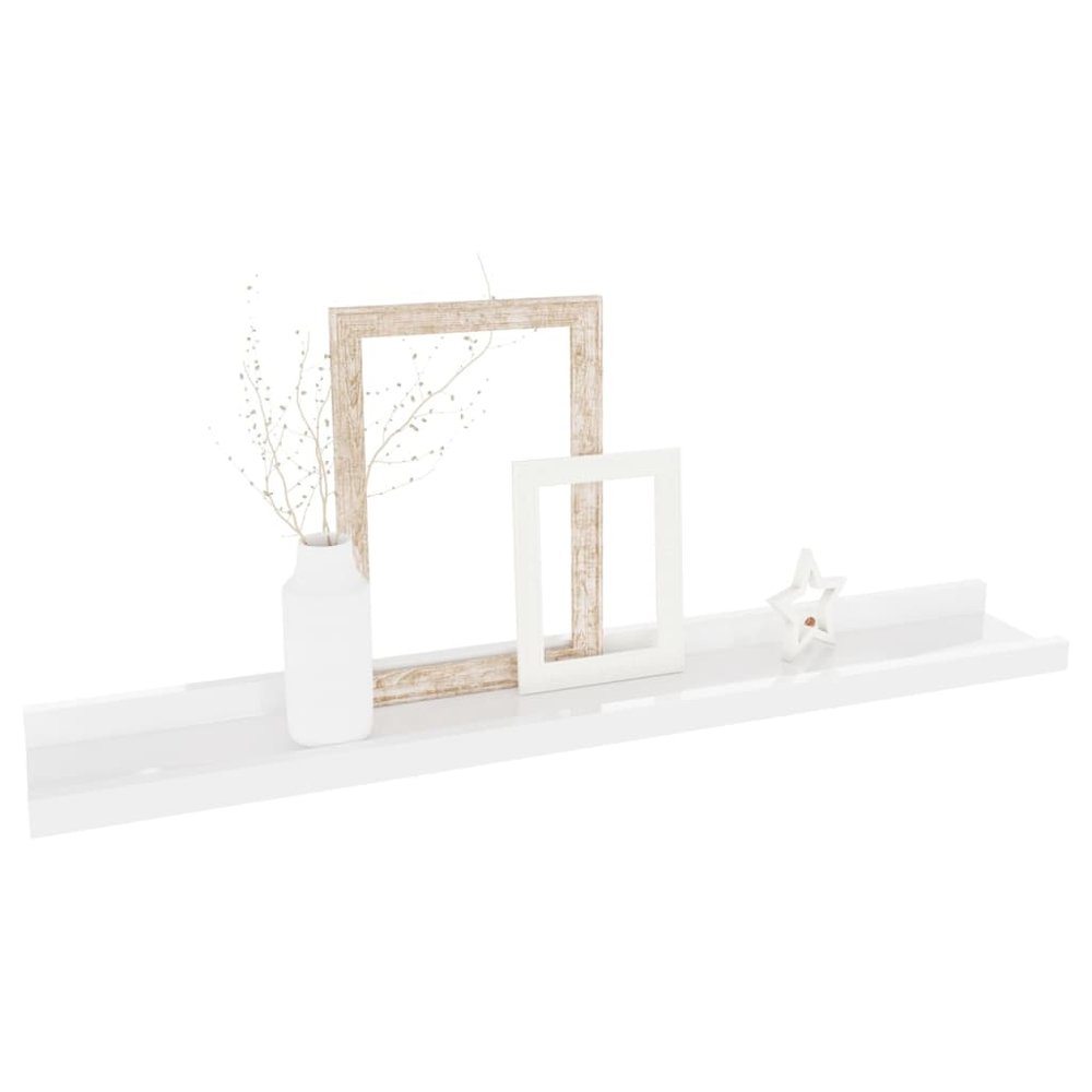 vidaXL Wall Shelves 4 pcs High Gloss White 23.6"x3.5"x1.2". Picture 3