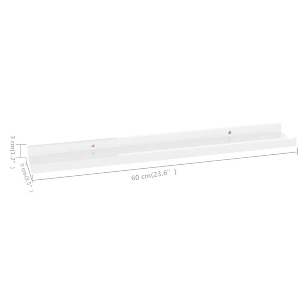 vidaXL Wall Shelves 4 pcs High Gloss White 23.6"x3.5"x1.2". Picture 9