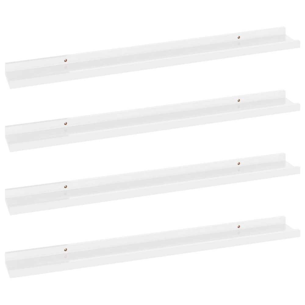 Wall Shelf Set of 4 High gloss white MDF. Picture 2