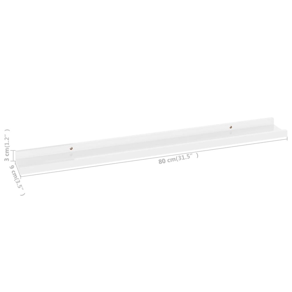 Wall Shelf Set of 4 High gloss white MDF. Picture 9