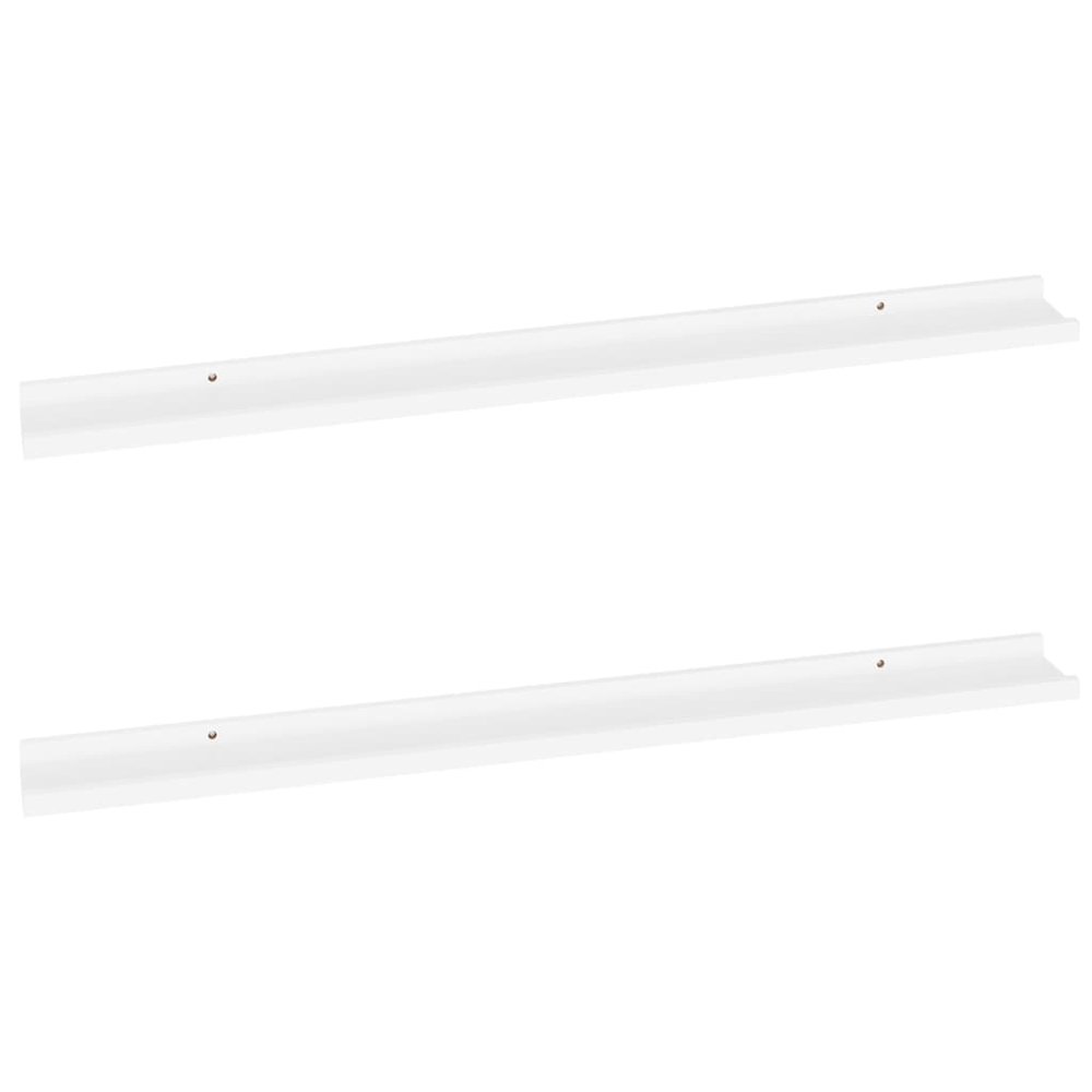 Wall Shelf Set of 2 White MDF Medium Wall mounting Wall Shelf. Picture 2