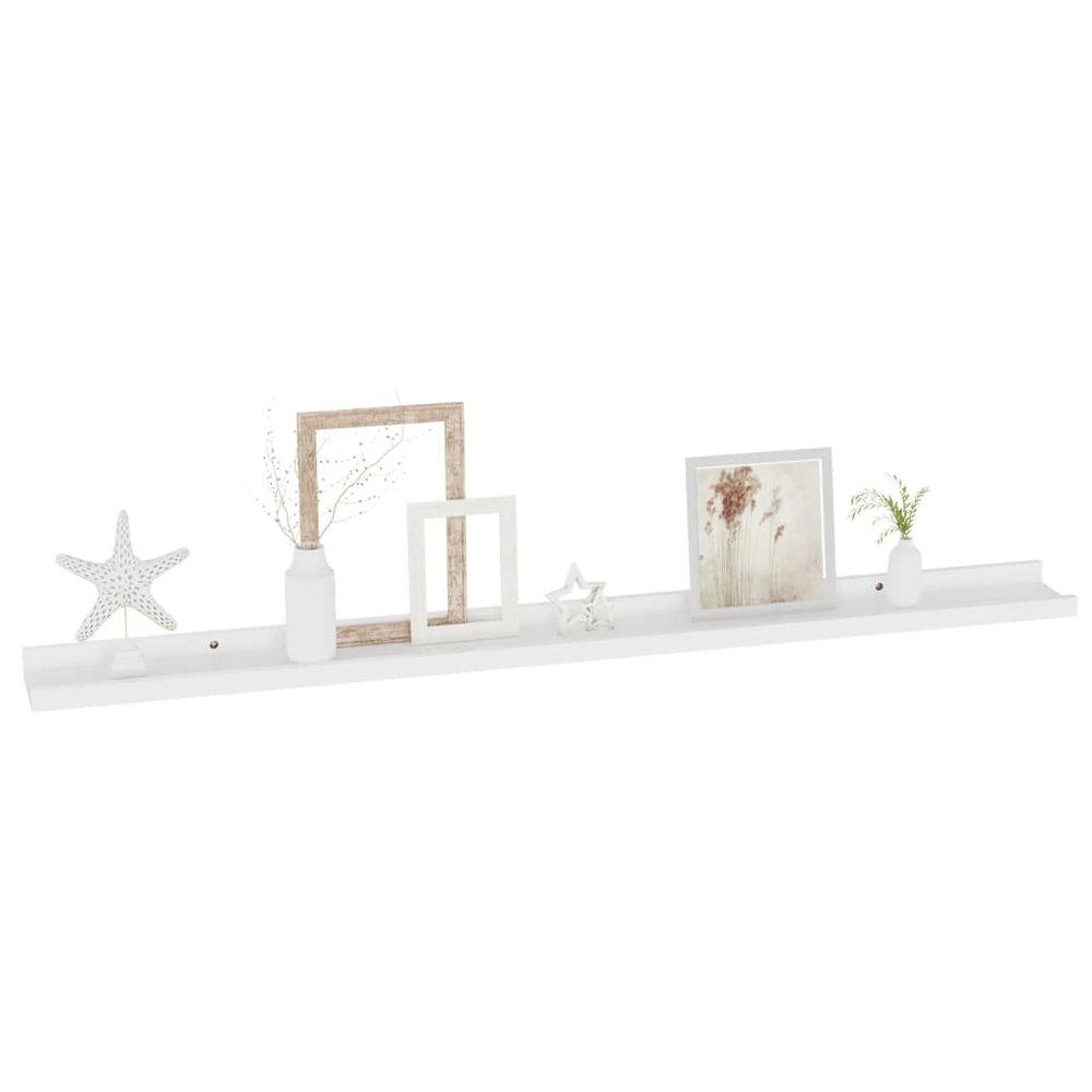Wall Shelf Set of 2 White MDF Medium Wall mounting Wall Shelf. Picture 3