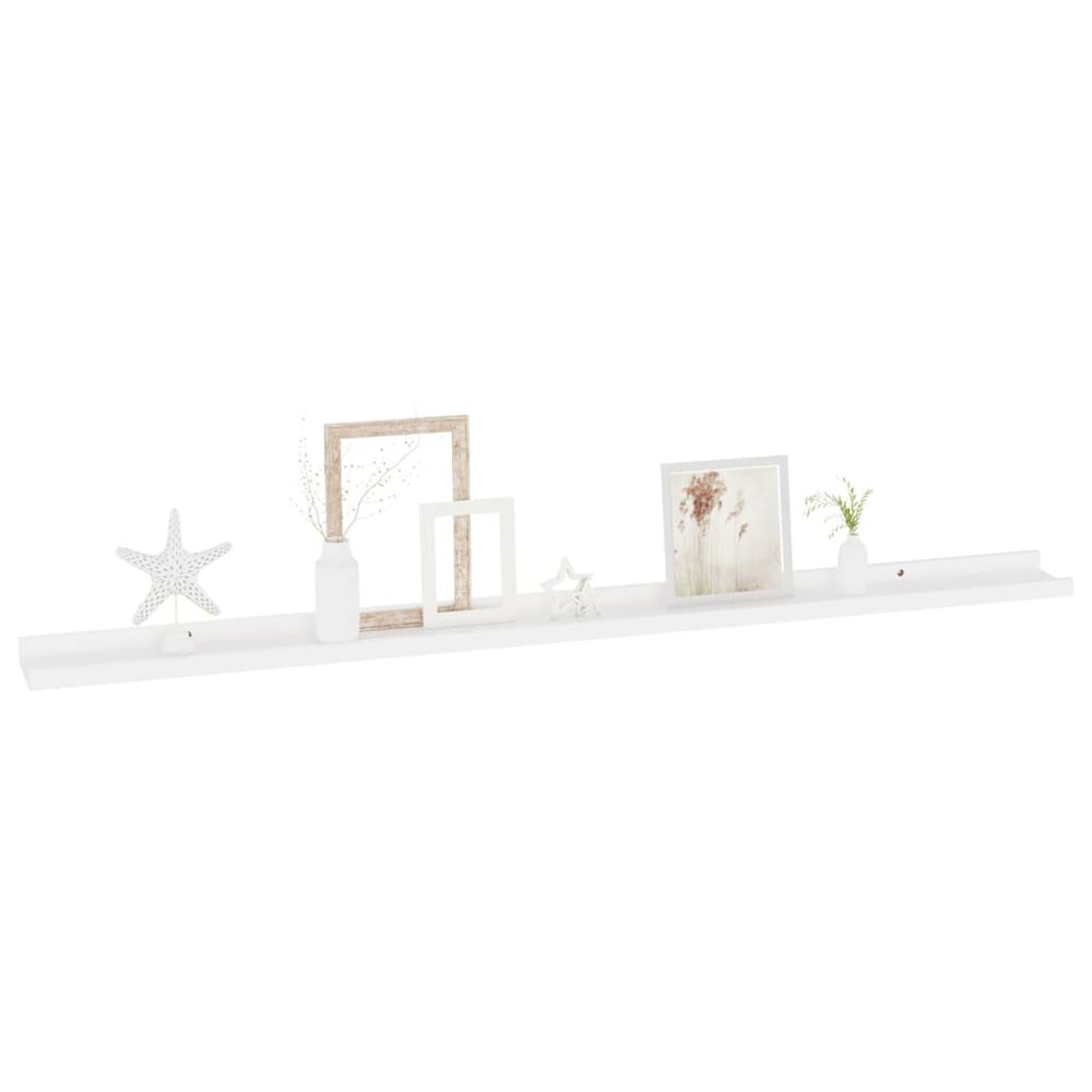 Wall Shelf Set of 2 White MDF 45.3 x 3.5 x 1.2 in Wall mounting. Picture 3