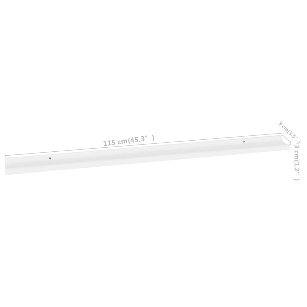 Wall Shelf Set of 2 White MDF 45.3 x 3.5 x 1.2 in Wall mounting. Picture 9