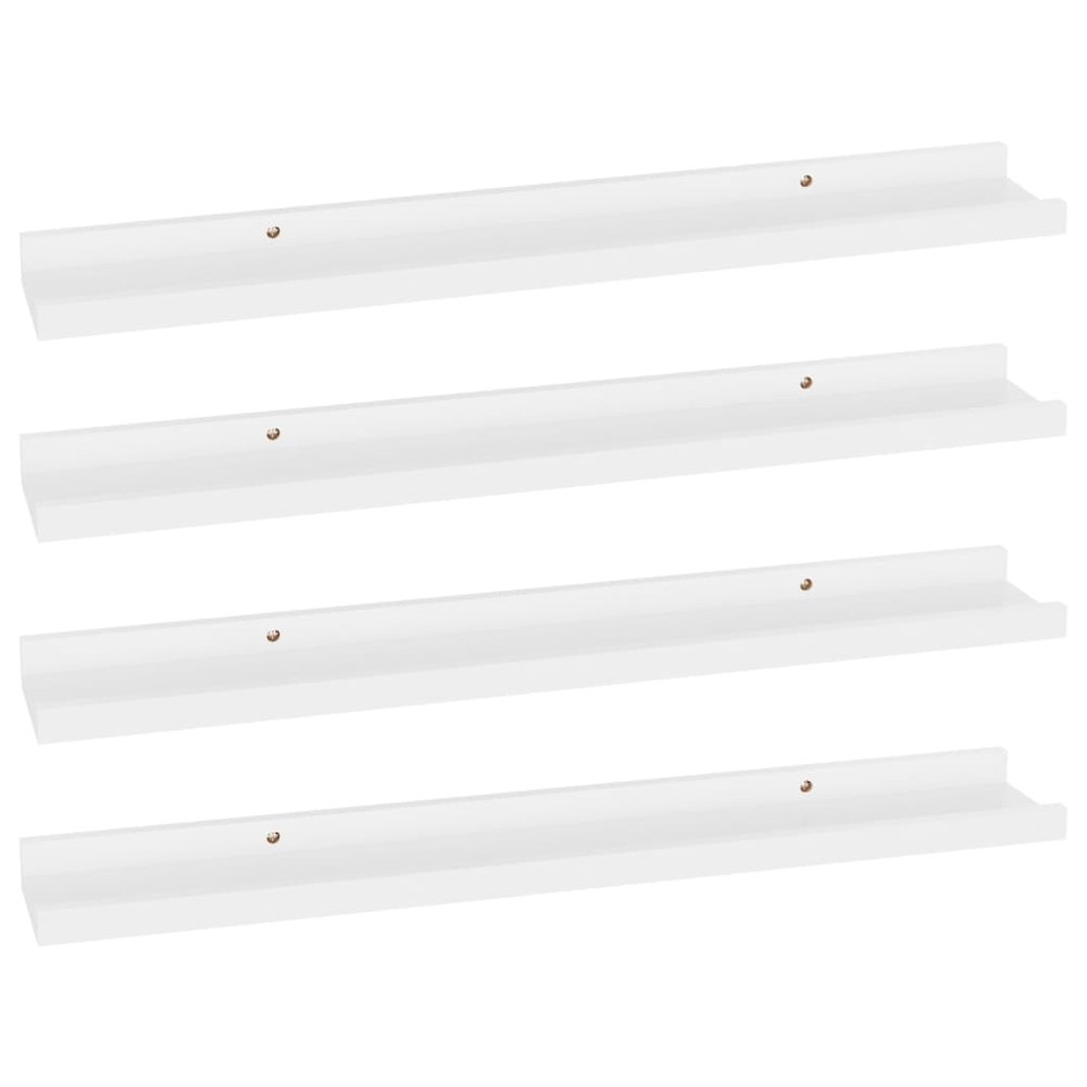 Wall Shelf Set of 4 White MDF 23.6x3.5x1.2 in Wall mounting. Picture 2