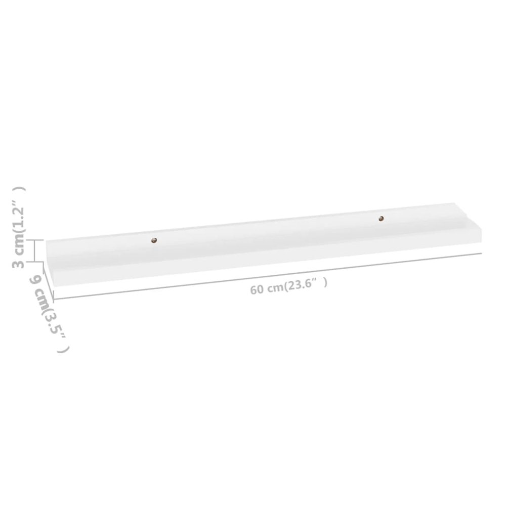 Wall Shelf Set of 4 White MDF 23.6x3.5x1.2 in Wall mounting. Picture 9