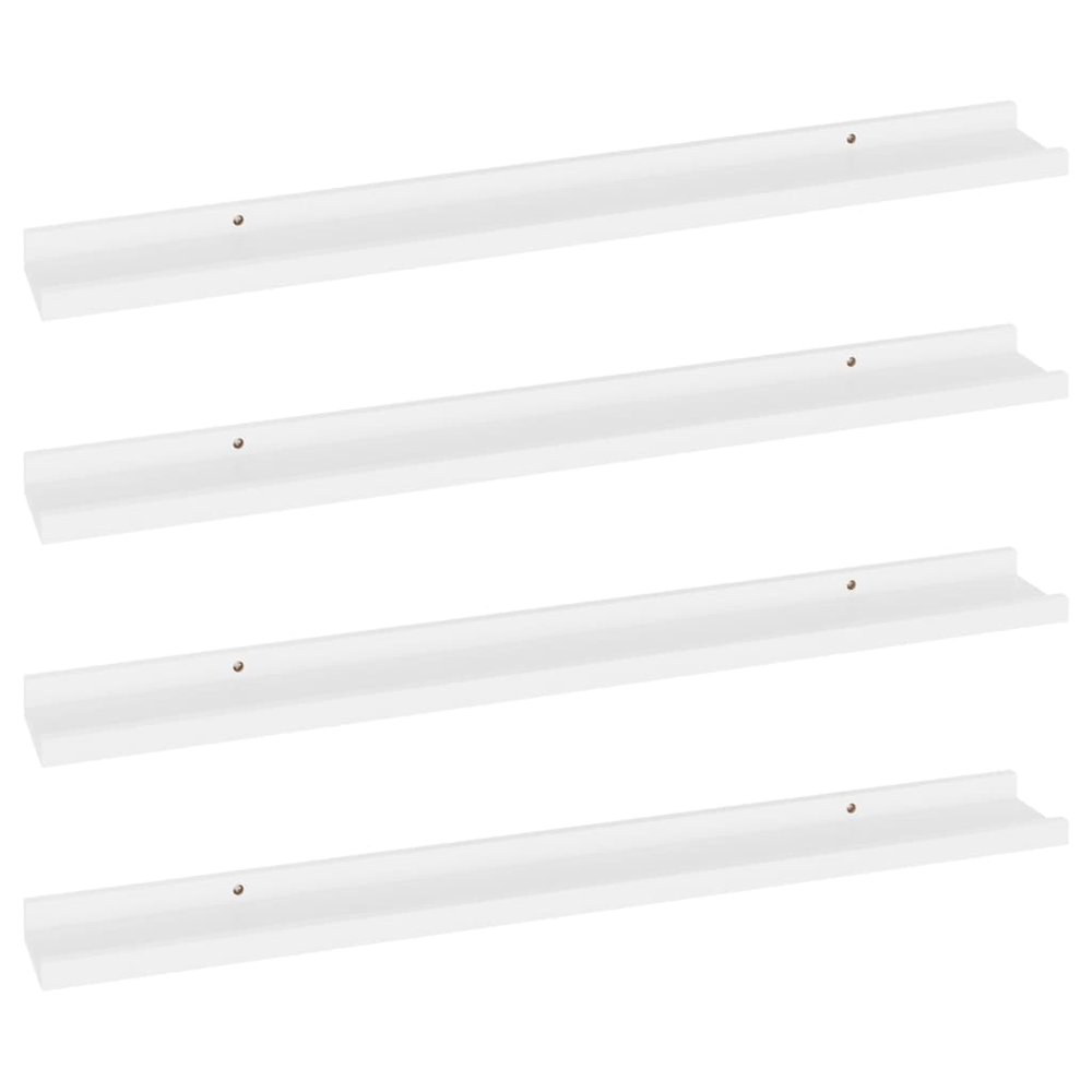 Wall Shelf Set of 4 White MDF Medium Wall mounting Wall Shelf. Picture 2