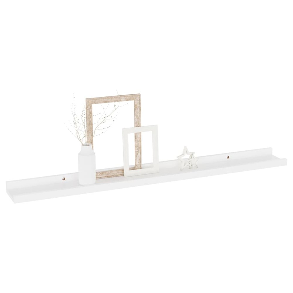 Wall Shelf Set of 4 White MDF Medium Wall mounting Wall Shelf. Picture 3