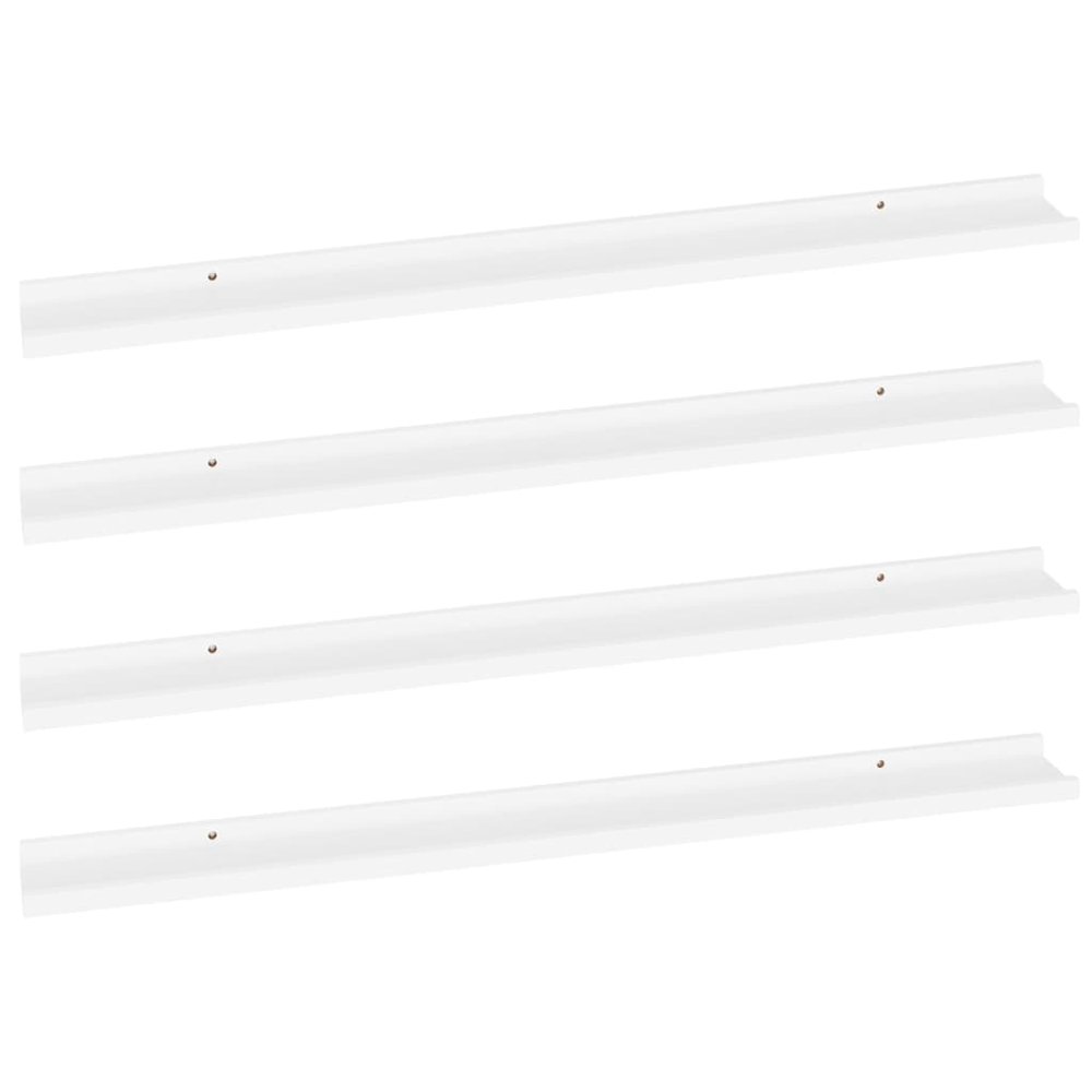 Wall Shelf Set of 4 White MDF Long Wall Shelf Rectangular. Picture 2