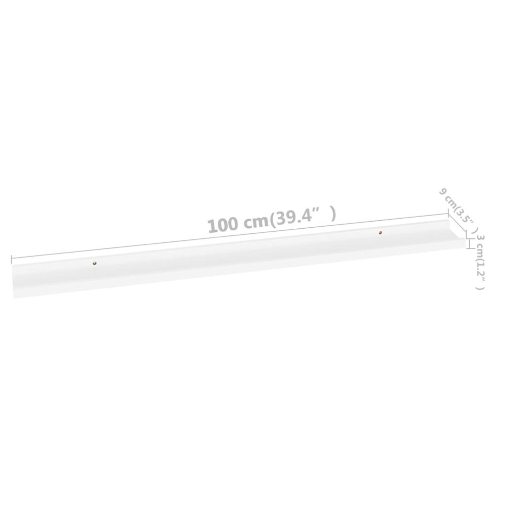 Wall Shelf Set of 4 White MDF Long Wall Shelf Rectangular. Picture 9