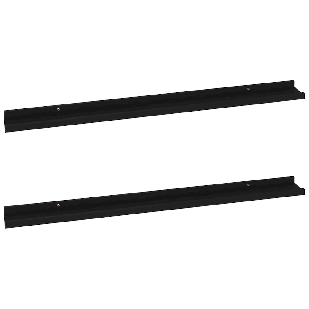 Wall Shelf Set of 2 Black MDF 39.4x3.5x1.2 in Wall mounting. Picture 2