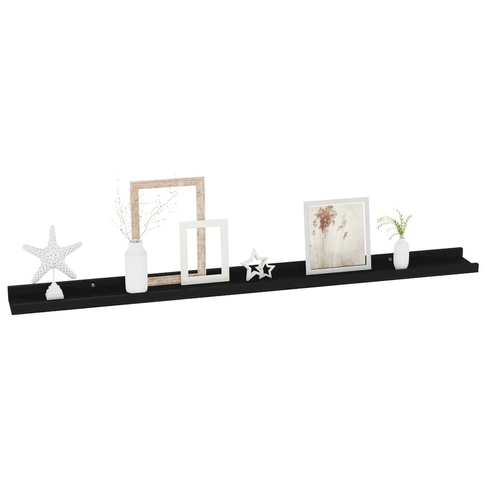 Wall Shelf Set of 2 Black MDF 39.4x3.5x1.2 in Wall mounting. Picture 3