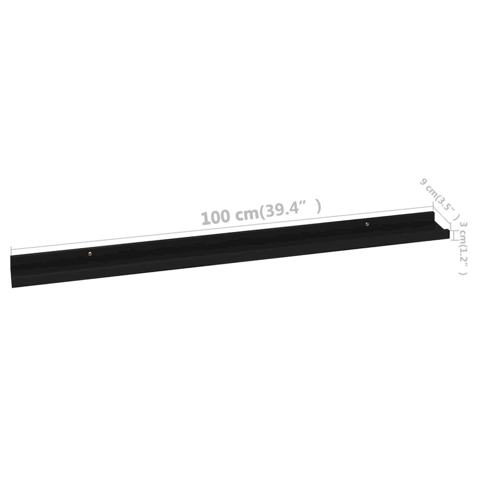 Wall Shelf Set of 2 Black MDF 39.4x3.5x1.2 in Wall mounting. Picture 9