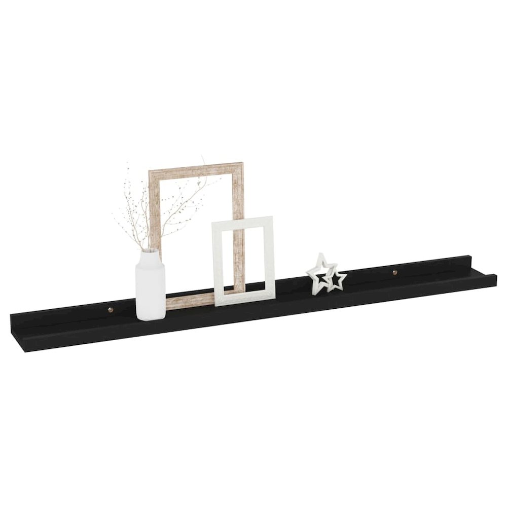 Wall Shelf Set of 4 Black MDF Medium Decorative Inlays. Picture 3