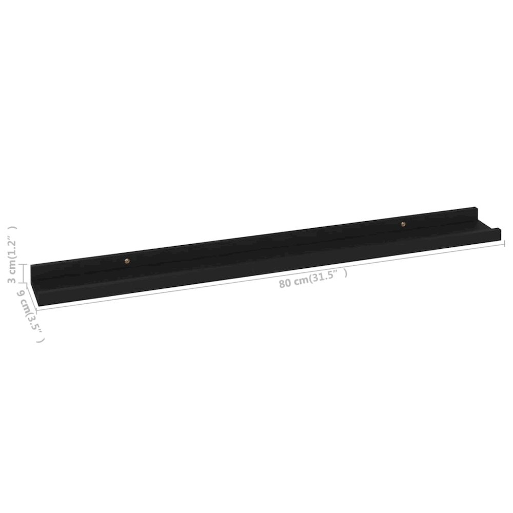 Wall Shelf Set of 4 Black MDF Medium Decorative Inlays. Picture 9