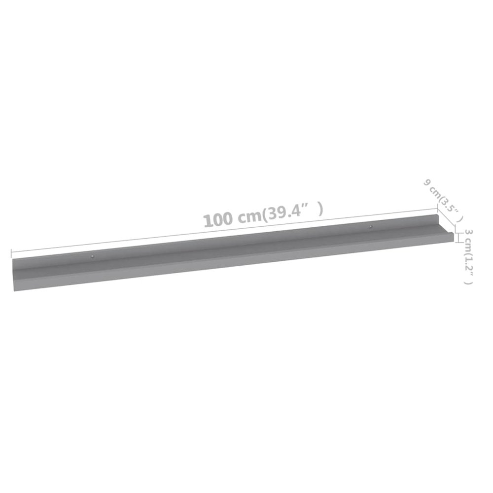 Wall Shelf Set of 2 Gray MDF 39.4 x 3.5 x 1.2 in. Picture 10