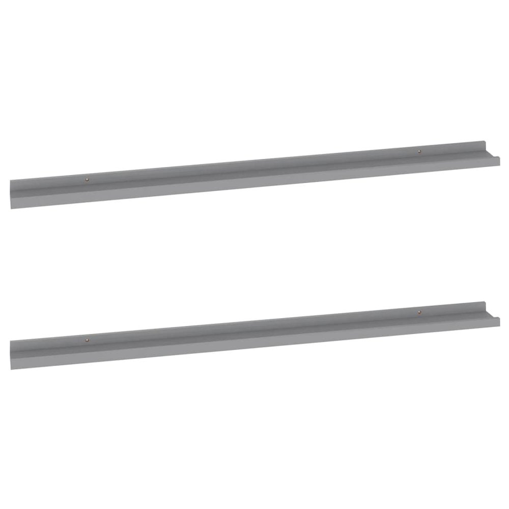 Wall Shelf Set of 2 Grey MDF 45.3 x 3.5 x 1.2 in Wall mounting. Picture 2
