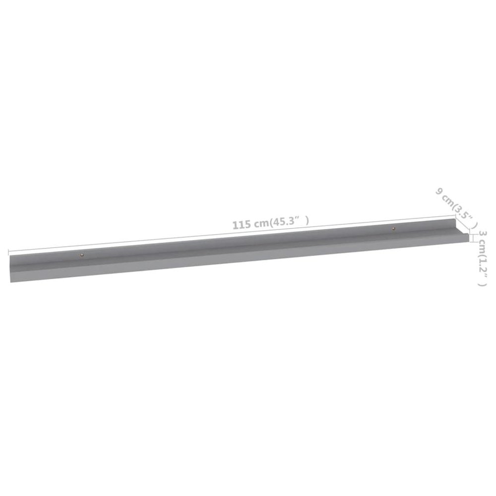 Wall Shelf Set of 2 Grey MDF 45.3 x 3.5 x 1.2 in Wall mounting. Picture 9