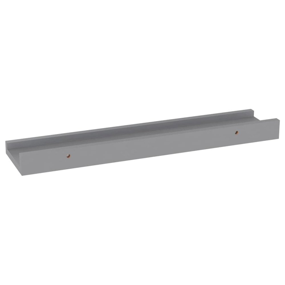 Wall Shelf Set of 4 Grey MDF Small Wall Shelf Rectangular. Picture 6
