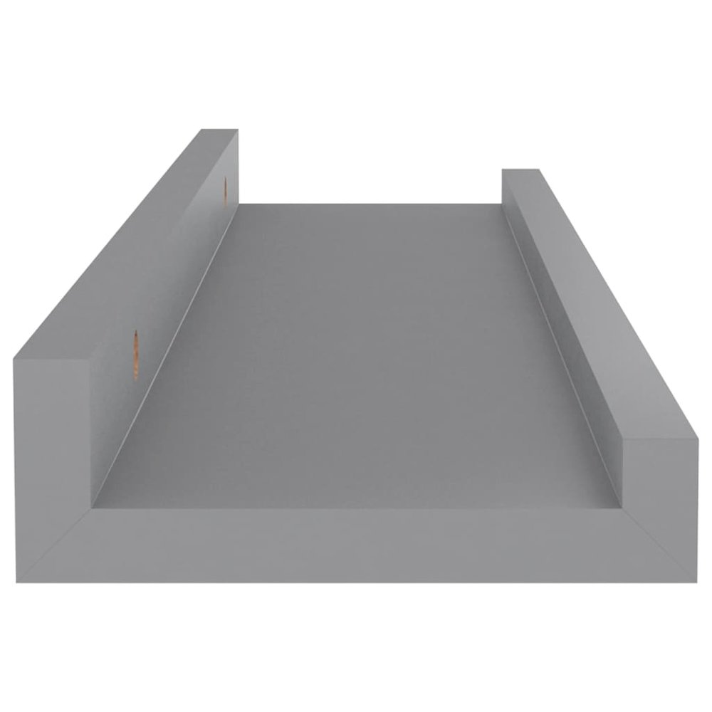 Wall Shelf Set of 4 Grey MDF Small Wall Shelf Rectangular. Picture 7