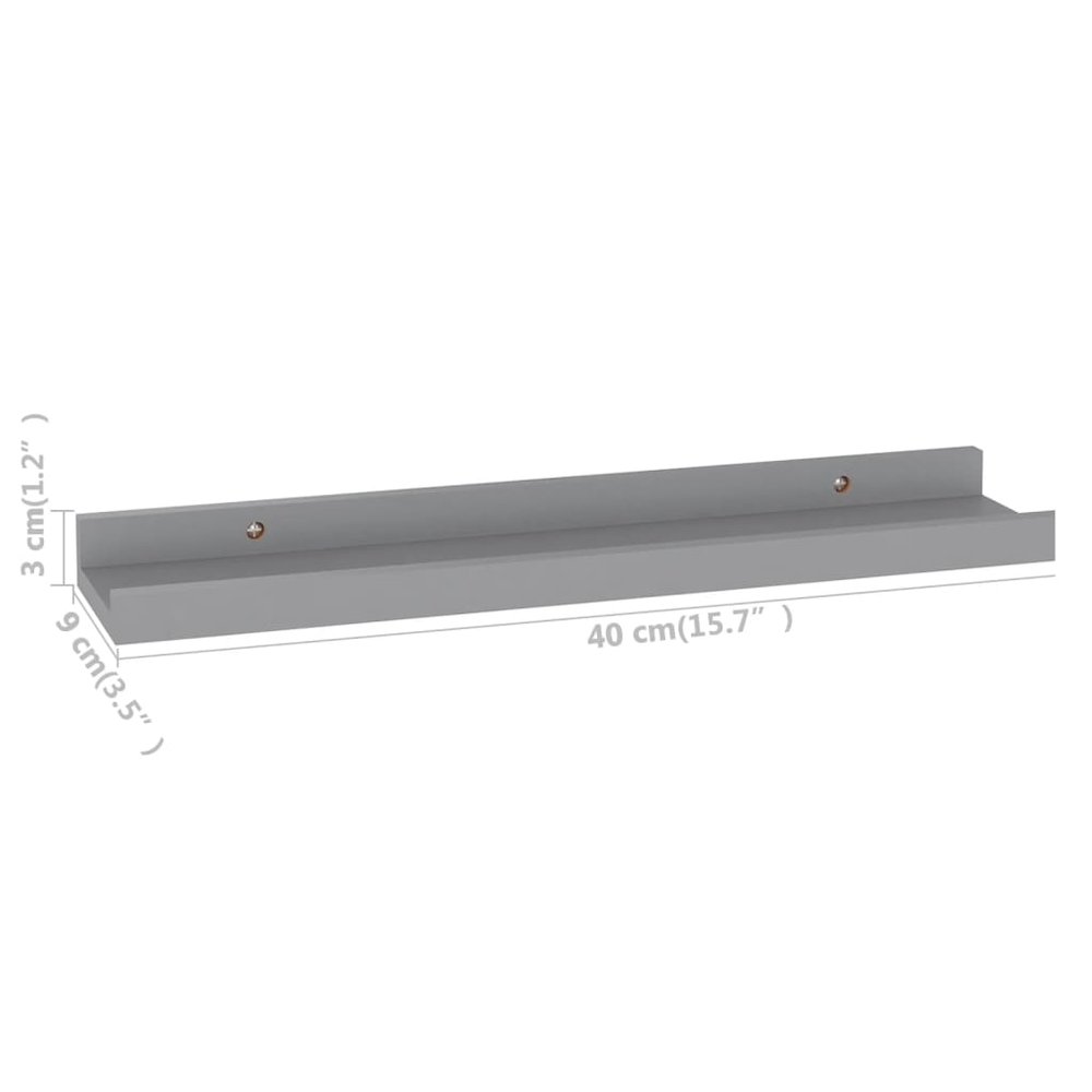 Wall Shelf Set of 4 Grey MDF Small Wall Shelf Rectangular. Picture 9
