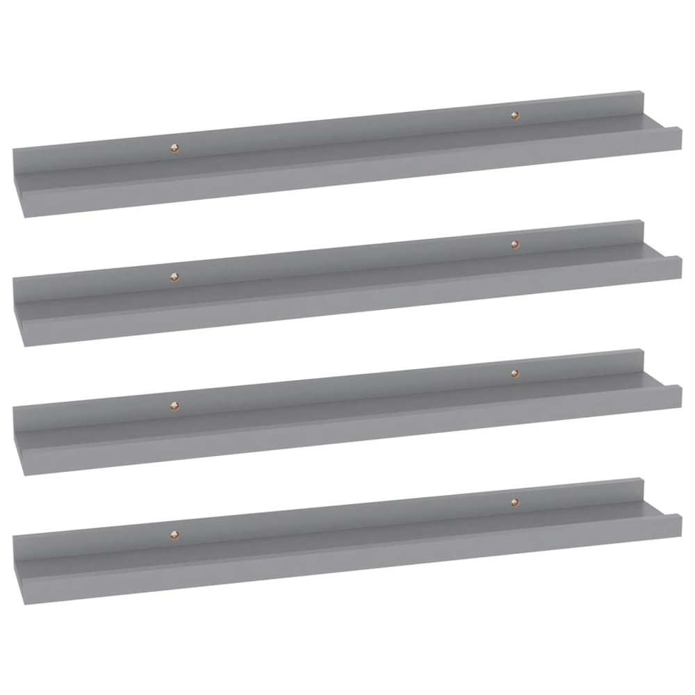 Wall Shelf Set of 4 Grey MDF 23.6 x 3.5 x 1.2 in Stylish Design. Picture 2