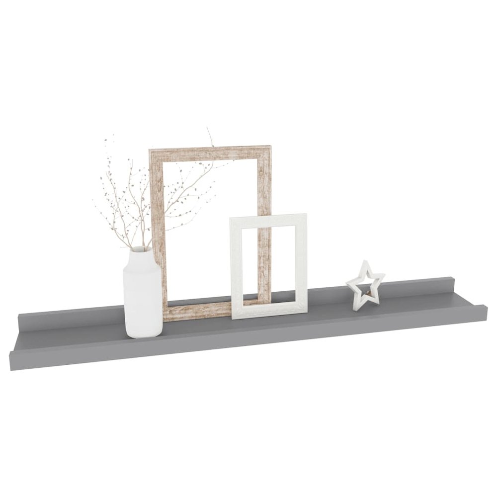 Wall Shelf Set of 4 Grey MDF 23.6 x 3.5 x 1.2 in Stylish Design. Picture 3