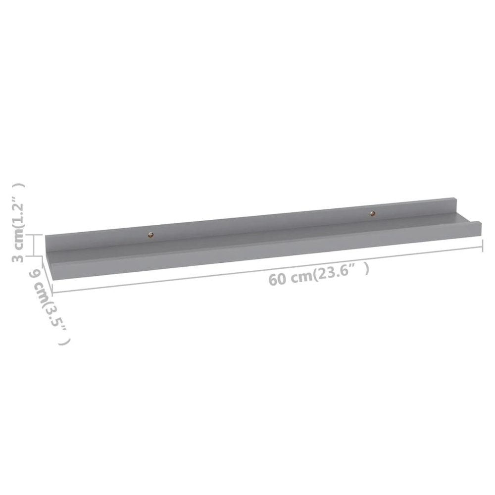 Wall Shelf Set of 4 Grey MDF 23.6 x 3.5 x 1.2 in Stylish Design. Picture 9