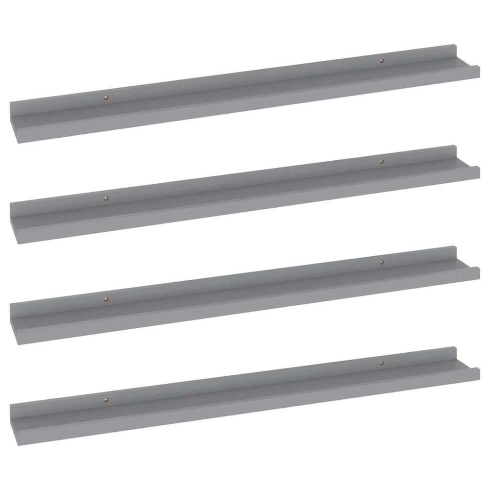 Wall Shelf Set of 4 Gray MDF 31.5x3.5x1.2 in Wall mounting. Picture 1