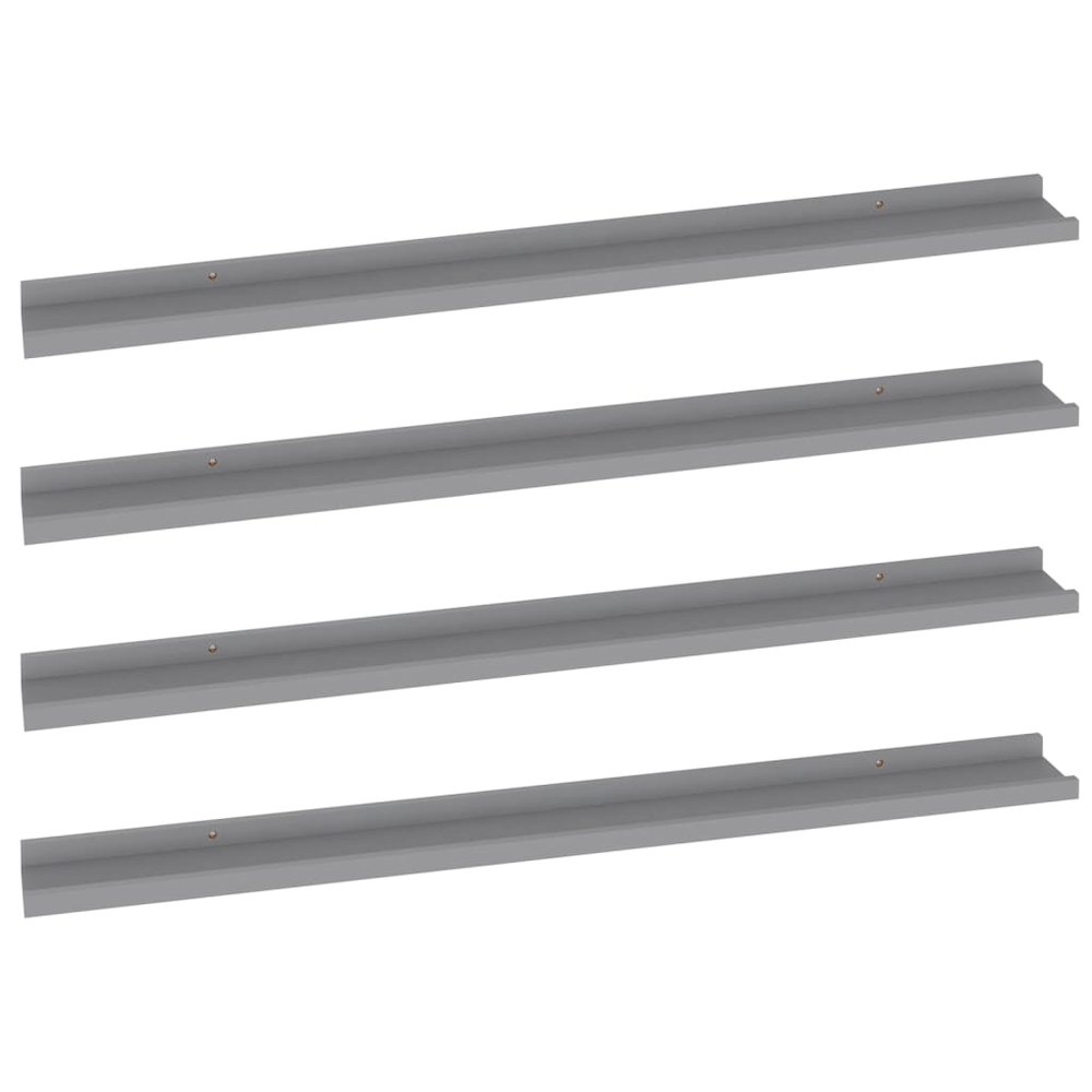 Wall Shelf Set of 4 Grey MDF Wall Shelf Rectangular Modern. Picture 2
