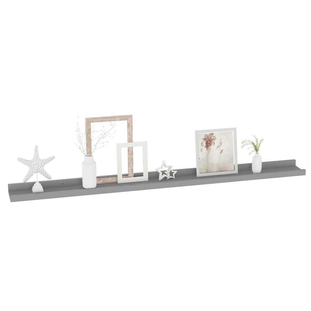 Wall Shelf Set of 4 Grey MDF Wall Shelf Rectangular Modern. Picture 3
