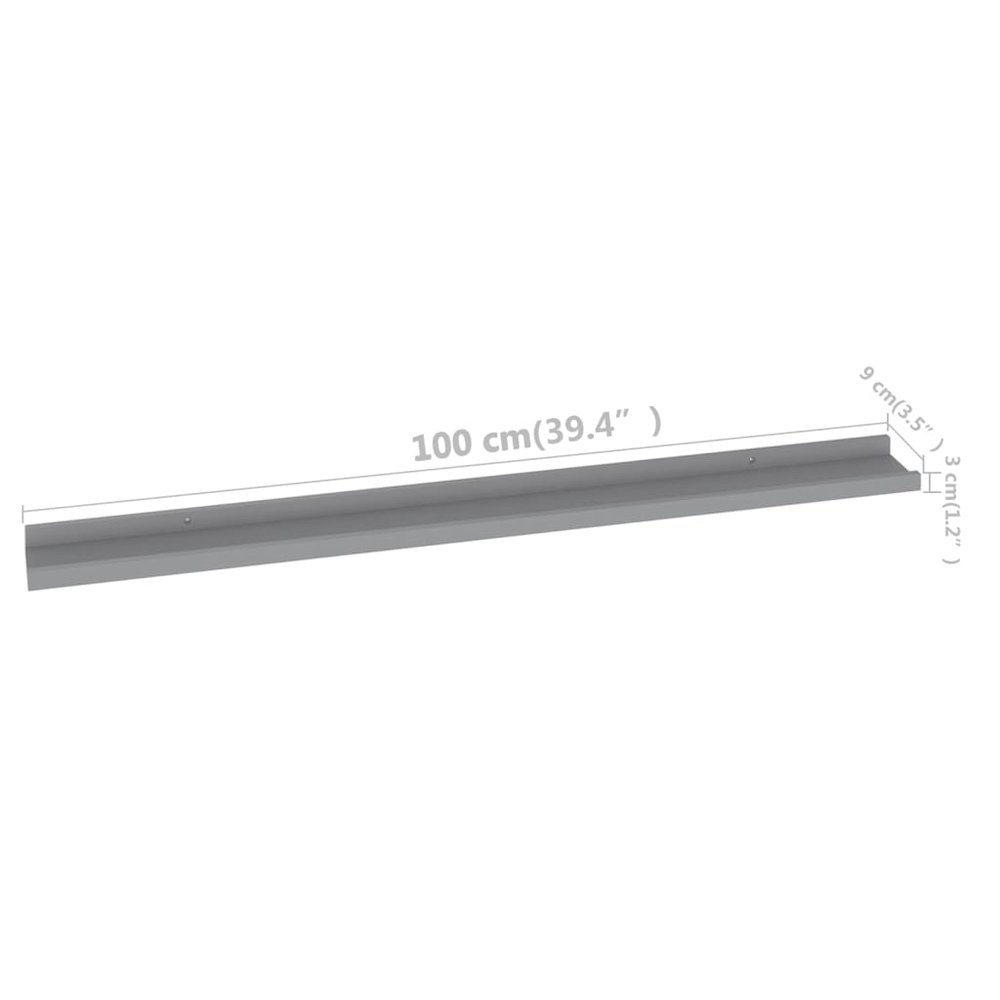 Wall Shelf Set of 4 Grey MDF Wall Shelf Rectangular Modern. Picture 9