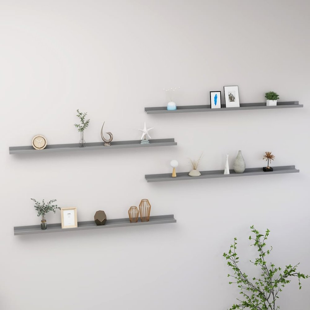 Wall Shelf Set of 4 Grey MDF Medium Wall Mounting. Picture 1