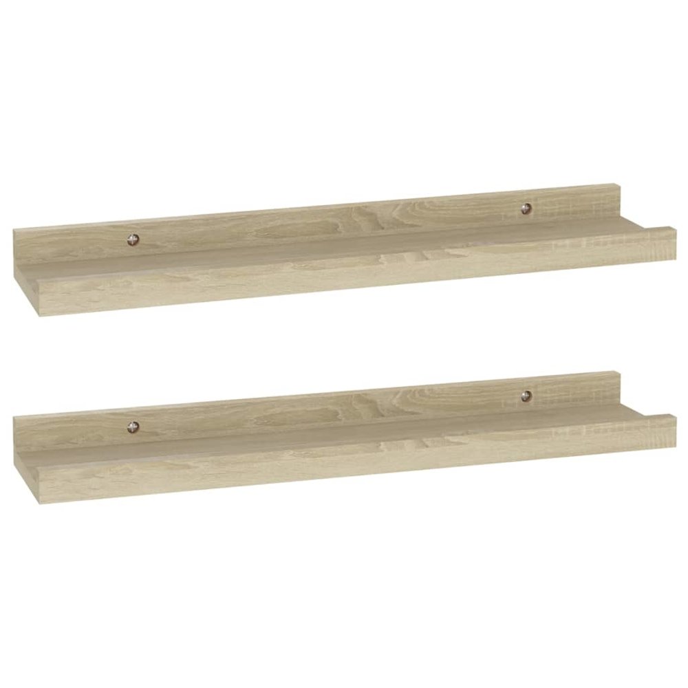 Wall Shelf Set of 2 Sonoma Oak MDF Medium Wall Shelf. Picture 2