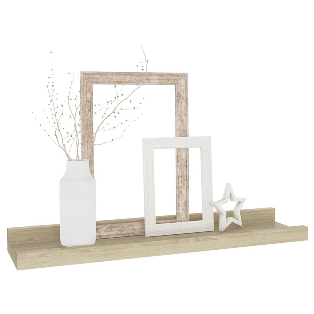 Wall Shelf Set of 2 Sonoma Oak MDF Medium Wall Shelf. Picture 3