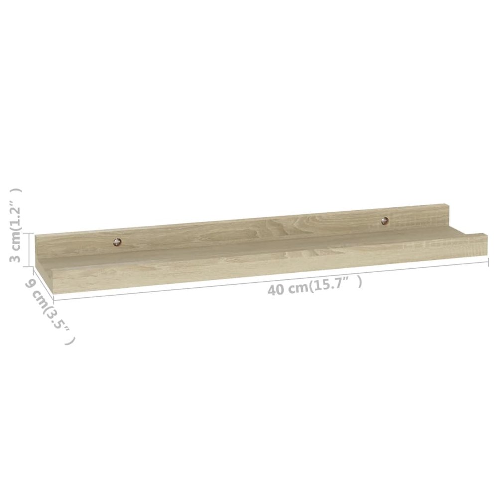 Wall Shelf Set of 2 Sonoma Oak MDF Medium Wall Shelf. Picture 9