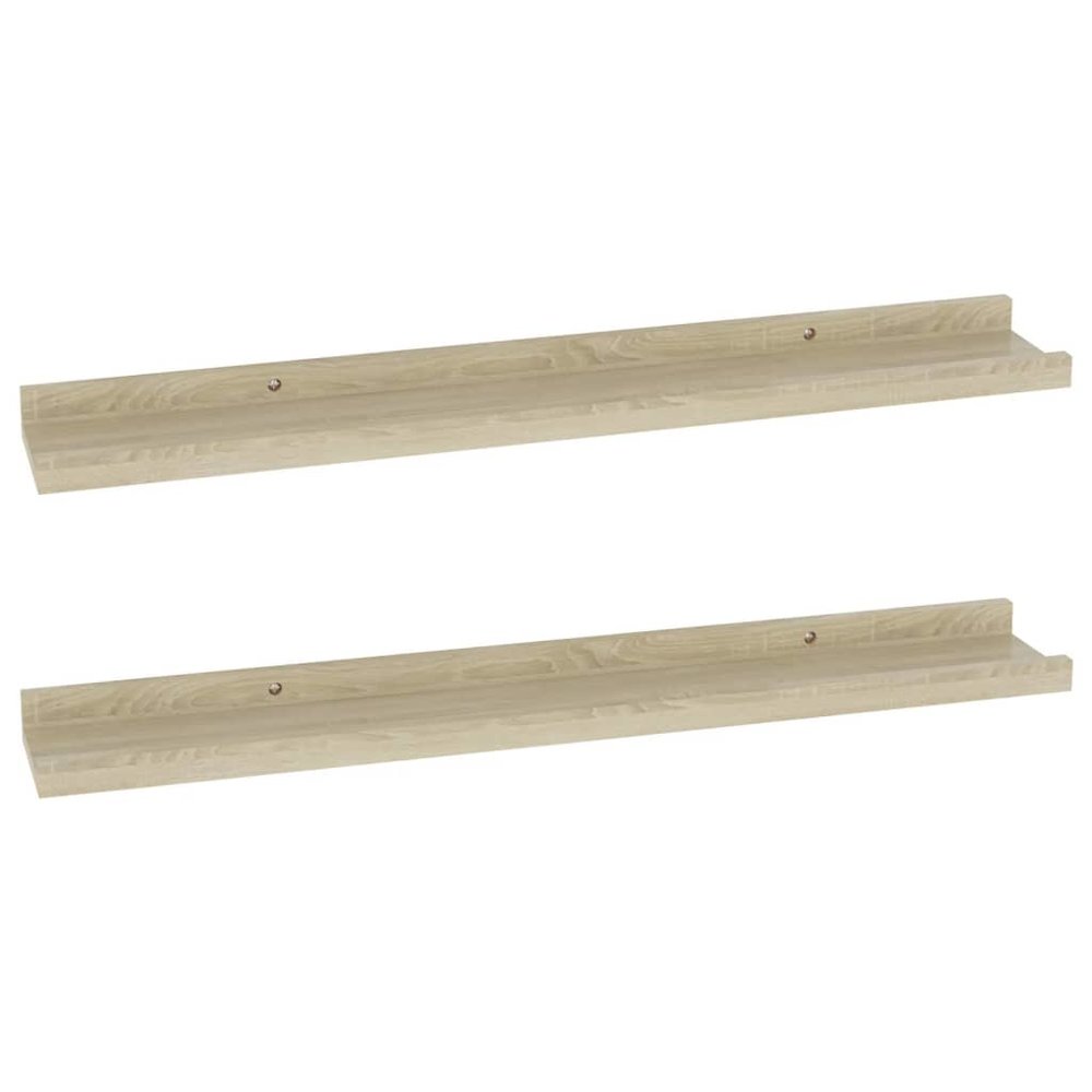 Wall Shelf Set of 2 Sonoma Oak MDF Wall Mounting Wall Shelf. Picture 2