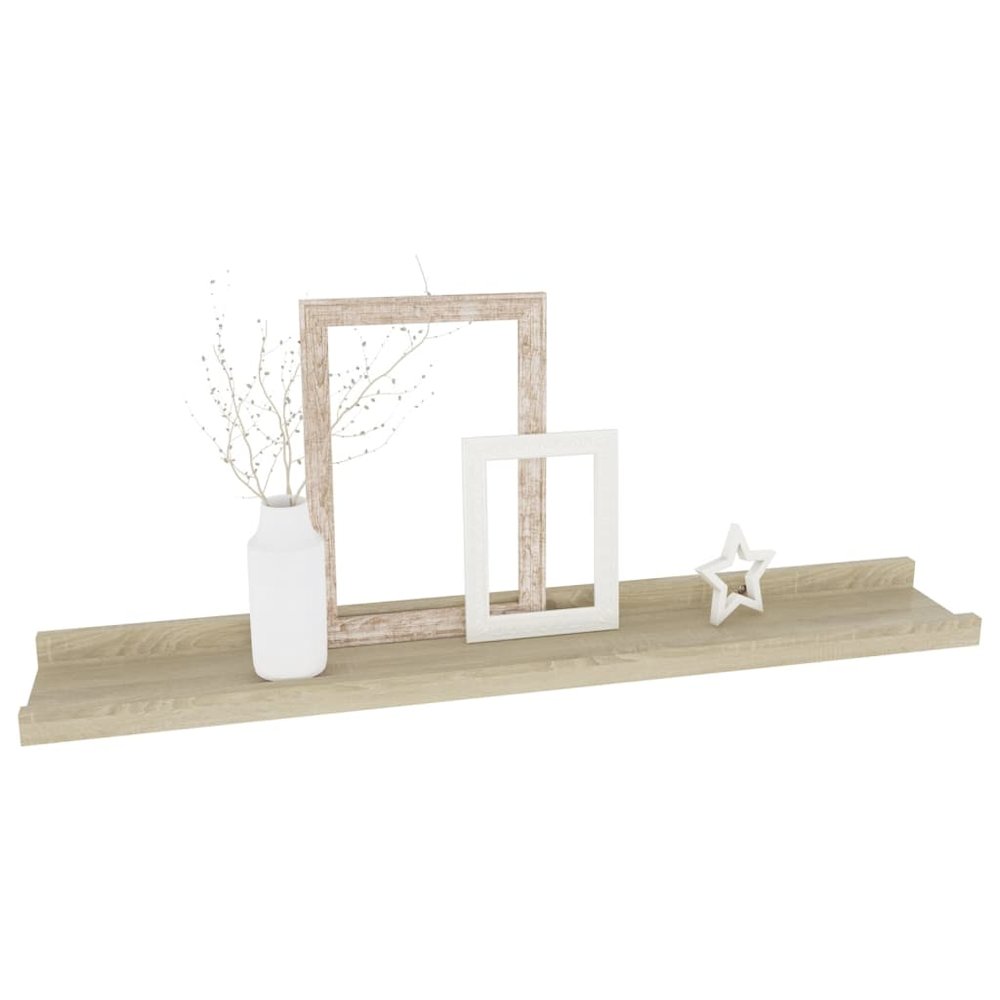 Wall Shelf Set of 2 Sonoma Oak MDF Wall Mounting Wall Shelf. Picture 3